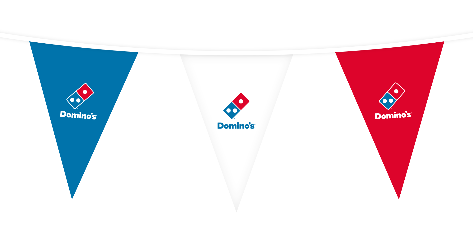 Kleurrijke bedrukte vlaggenlijn voor een promotiecampagne of evenement