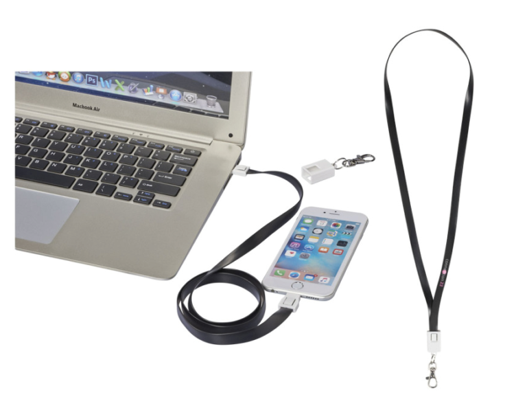 Bedrukte lanyards 2-in-1 met laadkabel
