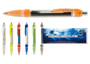 Banner pen, de ideale reclame maker waar je echt veel informatie op kwijt kunt. Je kan deze ook bedrukken op de houder.