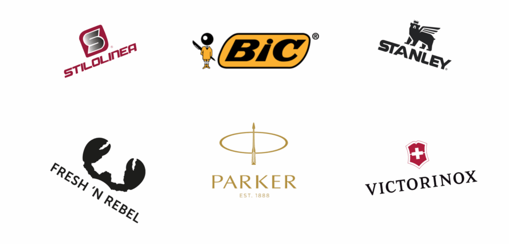 Collage van logo's van bekende merken om te bedrukken
