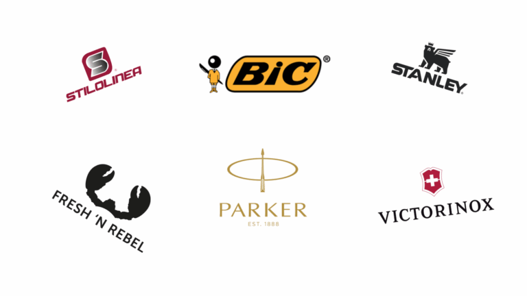 Collage van logo's van bekende merken om te bedrukken