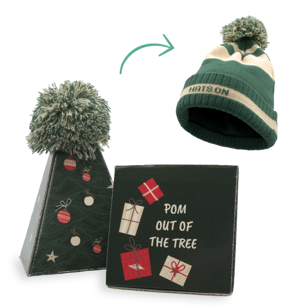 Groene bedrukte kerstmuts met pompon